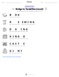 Bridge to Terabithia (novel) printable worksheet preview