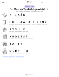 Podgląd drukowalnego arkusza ćwiczeń Most do Terabithii (powieść)