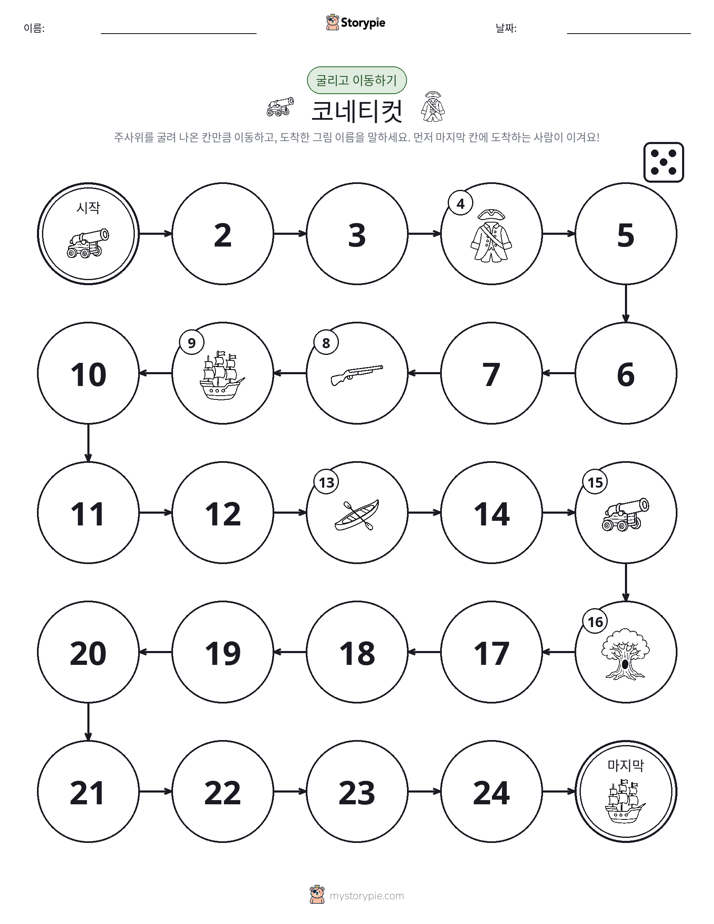 주사위 굴리고 이동하기 게임