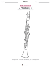 Página para colorear de Clarinete para niños