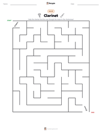 Clarinet printable worksheet preview