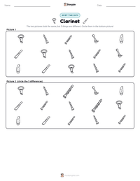 Clarinet printable worksheet preview