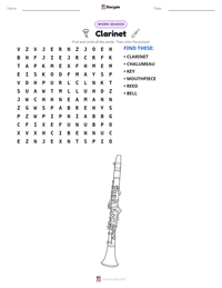 Clarinet printable worksheet preview