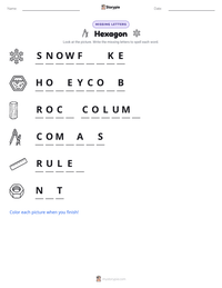 Hexagon printable worksheet preview