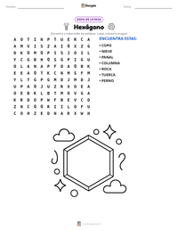 Vista previa de la hoja de trabajo imprimible de Hexágono