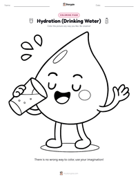 Hydration (Drinking Water) coloring page for kids
