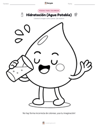 Página para colorear de Hidratación (Agua Potable) para niños