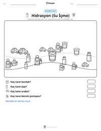 Hidrasyon (Su İçme) yazdırılabilir çalışma sayfası önizlemesi