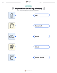 Hydration (Drinking Water) printable worksheet for kids
