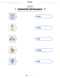Hydratatie (Drinkwater) afdrukbare werkblad voorbeeld