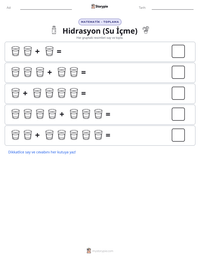 Hidrasyon (Su İçme) yazdırılabilir çalışma sayfası önizlemesi