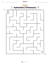 Hydratation (Trinkwasser) druckbare Arbeitsblatt Vorschau