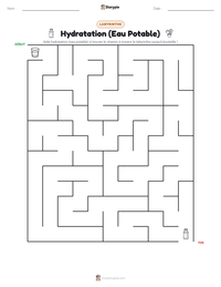 Aperçu de la feuille de travail imprimable Hydratation (Eau Potable)