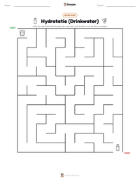 Hydratatie (Drinkwater) afdrukbare werkblad voorbeeld