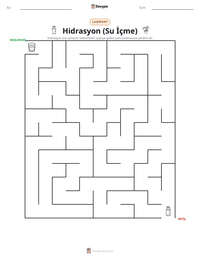 Hidrasyon (Su İçme) yazdırılabilir çalışma sayfası önizlemesi