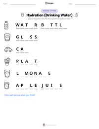 Hydration (Drinking Water) printable worksheet preview