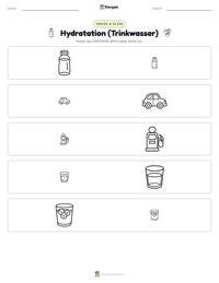 Hydratation (Trinkwasser) druckbare Arbeitsblatt Vorschau