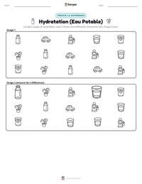 Aperçu de la feuille de travail imprimable Hydratation (Eau Potable)