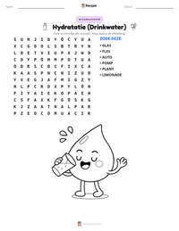 Hydratatie (Drinkwater) afdrukbare werkblad voorbeeld