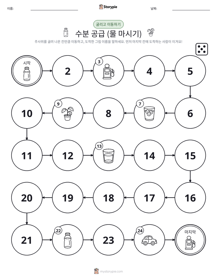 주사위 굴리고 이동하기 게임
