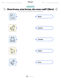 Scheda stampabile di Orso bruno, orso bruno, che cosa vedi? (libro) per bambini
