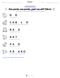 Vista previa de la hoja de trabajo imprimible de Oso pardo, oso pardo, ¿qué ves ahí? (libro)
