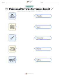 Scheda stampabile di Debugging (Trovare e Correggere Errori) per bambini