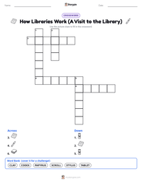 How Libraries Work (A Visit to the Library) printable worksheet preview