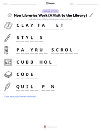 How Libraries Work (A Visit to the Library) printable worksheet preview