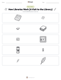 How Libraries Work (A Visit to the Library) printable worksheet preview