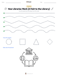 How Libraries Work (A Visit to the Library) printable worksheet preview