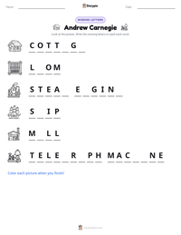 Andrew Carnegie printable worksheet preview