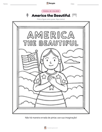 Prévia da folha de atividades imprimível America the Beautiful