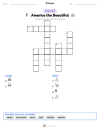 America the Beautiful printable worksheet preview