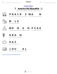 America the Beautiful printable worksheet preview