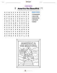 America the Beautiful druckbare Arbeitsblatt Vorschau