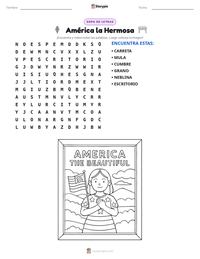 Vista previa de la hoja de trabajo imprimible de América la Hermosa