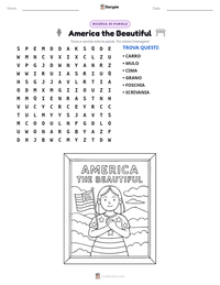 Anteprima della scheda stampabile di America the Beautiful