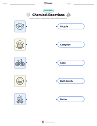 Chemical Reactions printable worksheet for kids