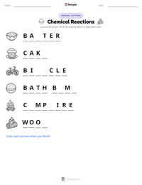 Chemical Reactions printable worksheet preview