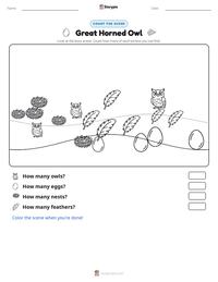 Great Horned Owl printable worksheet preview