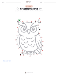 Great Horned Owl printable worksheet preview
