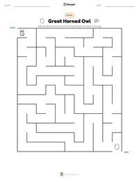Great Horned Owl printable worksheet preview