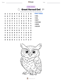 Great Horned Owl printable worksheet preview