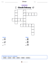 Claude Debussy printable worksheet preview