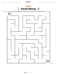 Vista previa de la hoja de trabajo imprimible de Claude Debussy