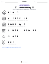 Aperçu de la feuille de travail imprimable Claude Debussy