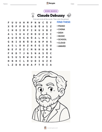 Claude Debussy printable worksheet preview
