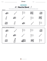 Maurice Ravel printable worksheet preview