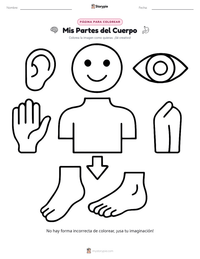 Página para colorear de Mis Partes del Cuerpo para niños